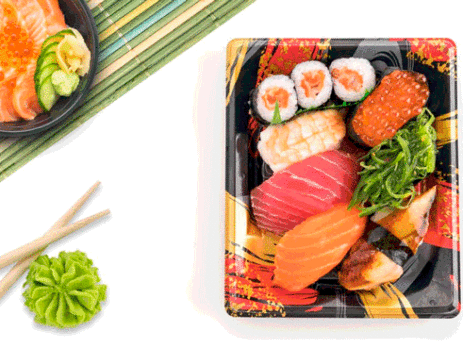 sashimi, sushi, wasabi