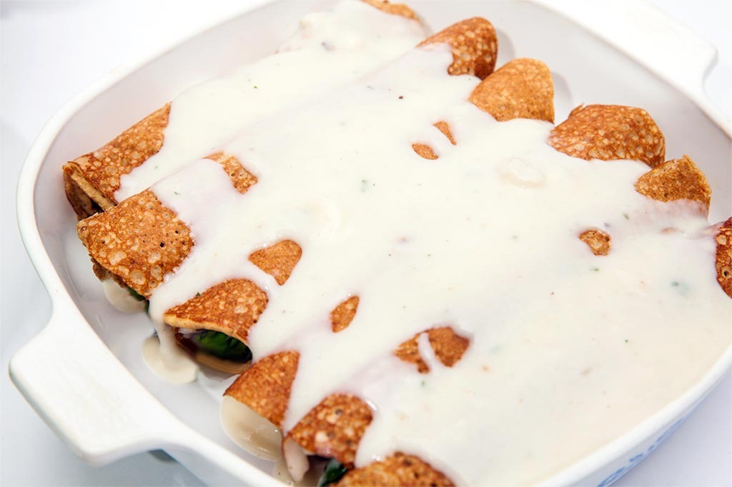 Panqueca com creme de tofu, Oriental